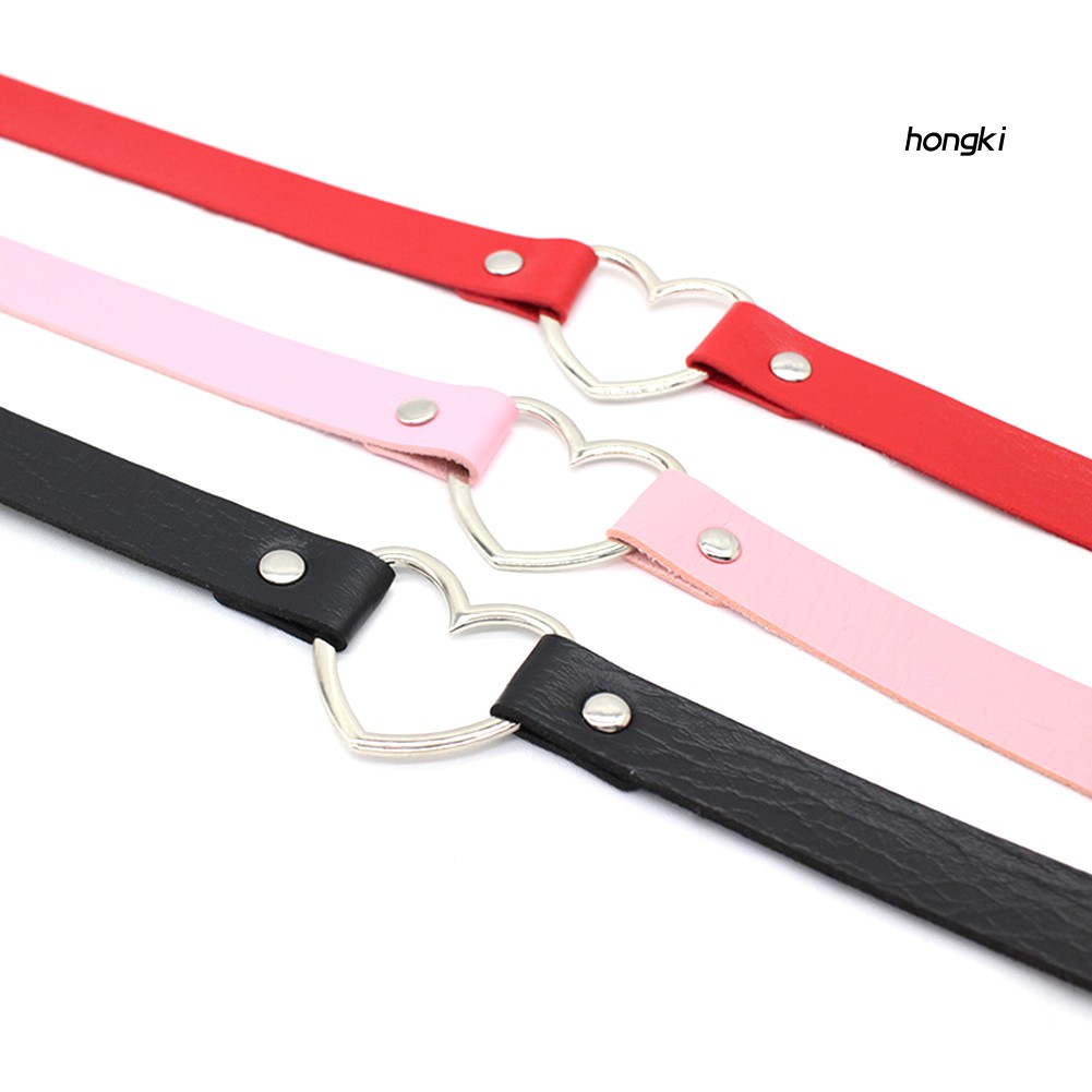 vòng cổ Choker Da Mặt Hình Trái Tim Thời Trang Cho Nữ