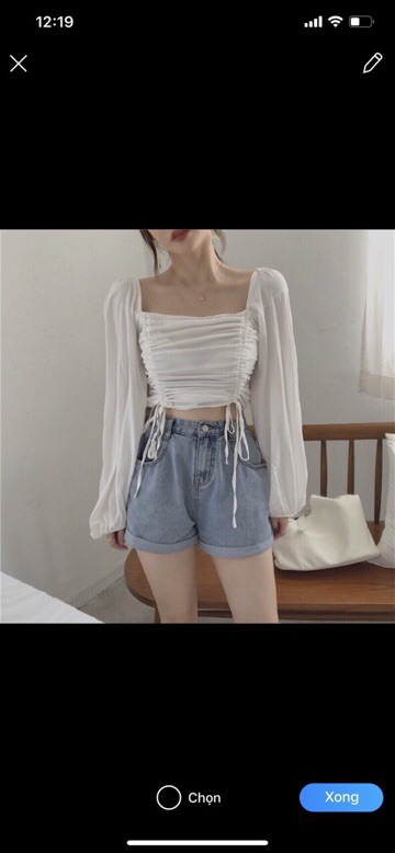 Áo nhún lưng dây rút 2 bên tay dài | BigBuy360 - bigbuy360.vn