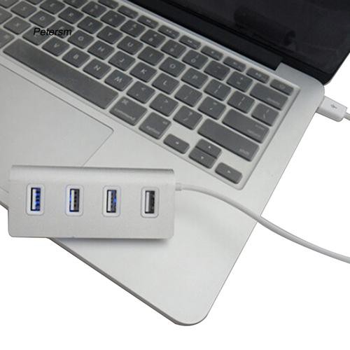 Bộ Chia 4 Cổng Usb 2.0 Có Đèn Led Kèm Dây Cáp Cho Macbook Laptop