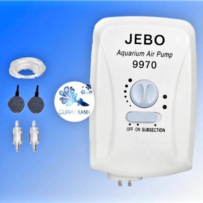 Máy sủi oxy tích điện Jebo 9970 dùng cho hồ cá cảnh - Tặng kèm dây và cục sủi tròn - GuppyXanh