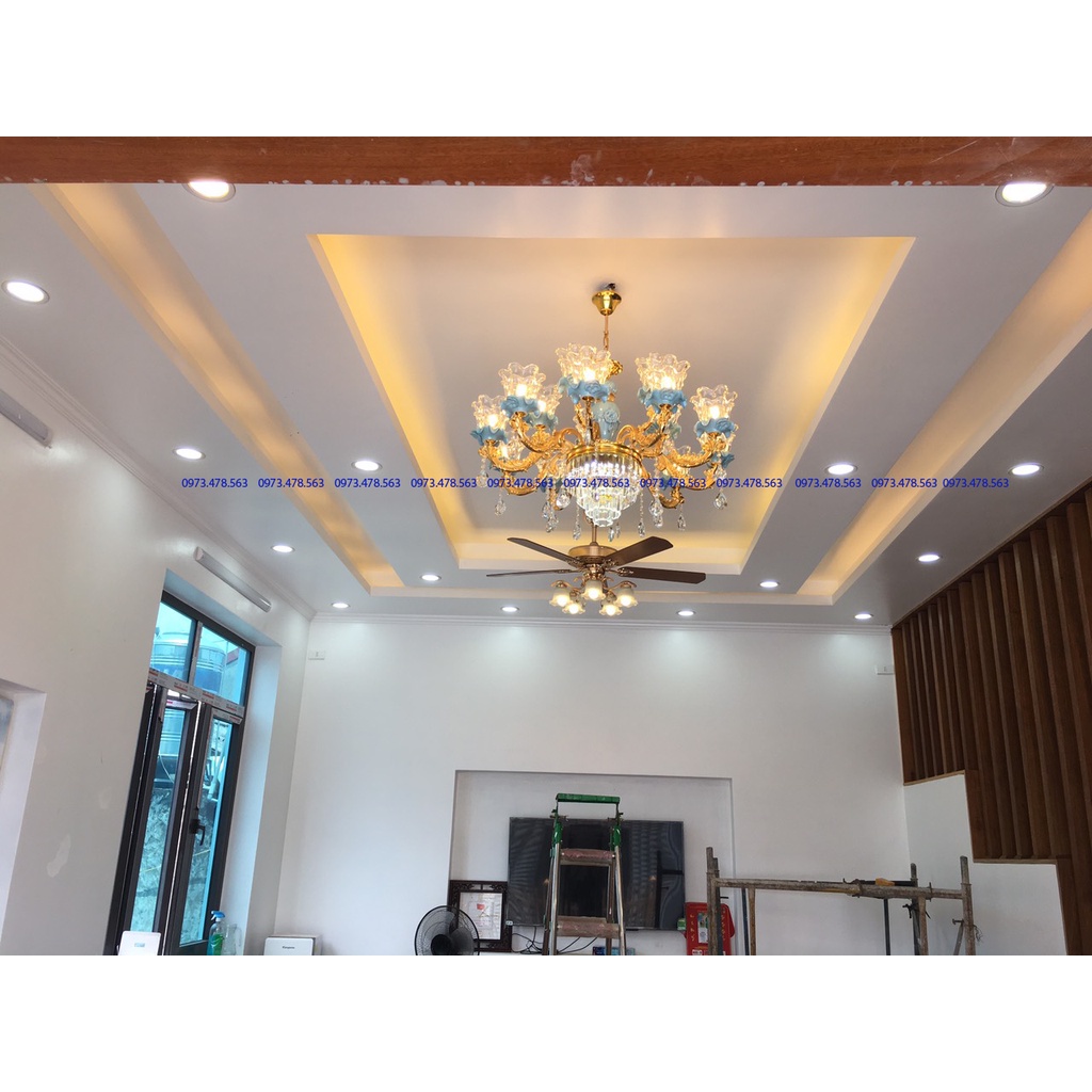 Đèn chùm cao cấp Phale Đá Xanh Trang trí phòng khách,sảnh tặng kèm bóng Led tiết kiệm điện