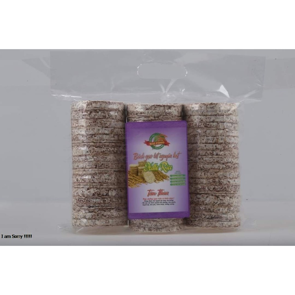 Bánh gạo lứt huyết rồng/tím than/yến mạch nguyên hạt Hellorice (500g=51c=3 cây)
