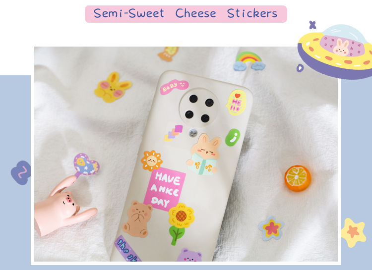 Flowertree Sticker Miếng Dán Hình Phô Mai Dễ Thương Trang Trí Điện Thoại