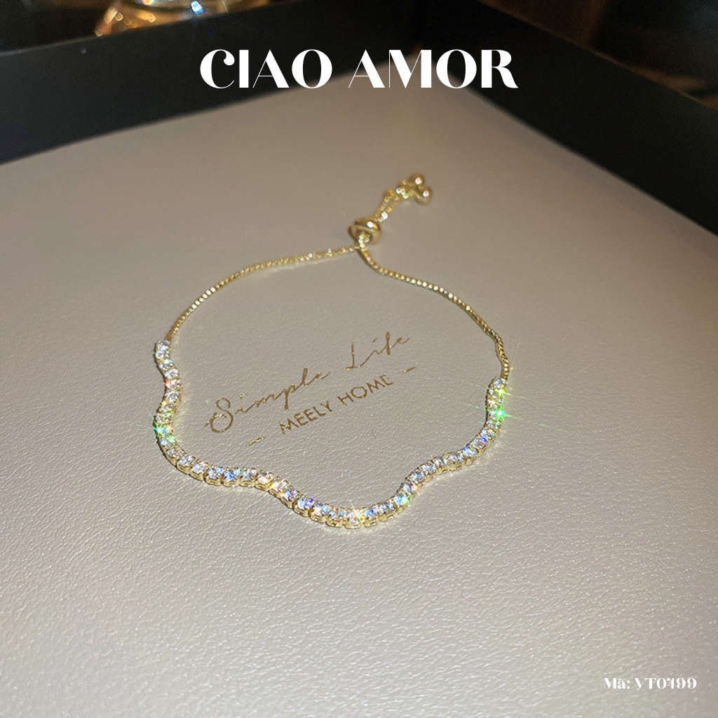 Vòng tay, Lắc tay nữ hạt lượn dây rút đính đá lấp lánh Trang sức Ciao Amor - VT0499