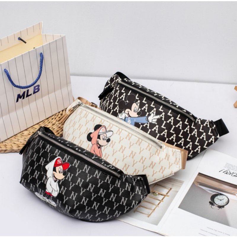 Túi chéo Mickey MLB, Túi bao tử nam nữ chống nước, hàng chuẩn từ nhà máy