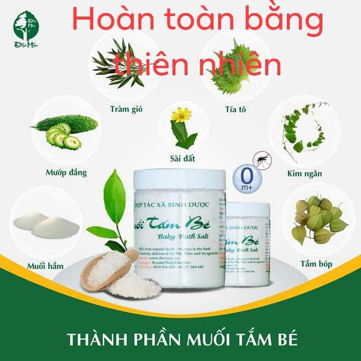 Muối Tắm Bé Độc Mộc 400G Bé Hết Rôm Sảy, Mẫn Ngứa (100% nguyên liệu tự nhiên)