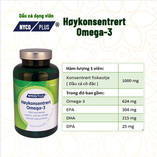 Dầu cá Hoykonsentrert Omega 3 1000mg Nycoplus nội địa Nauy
