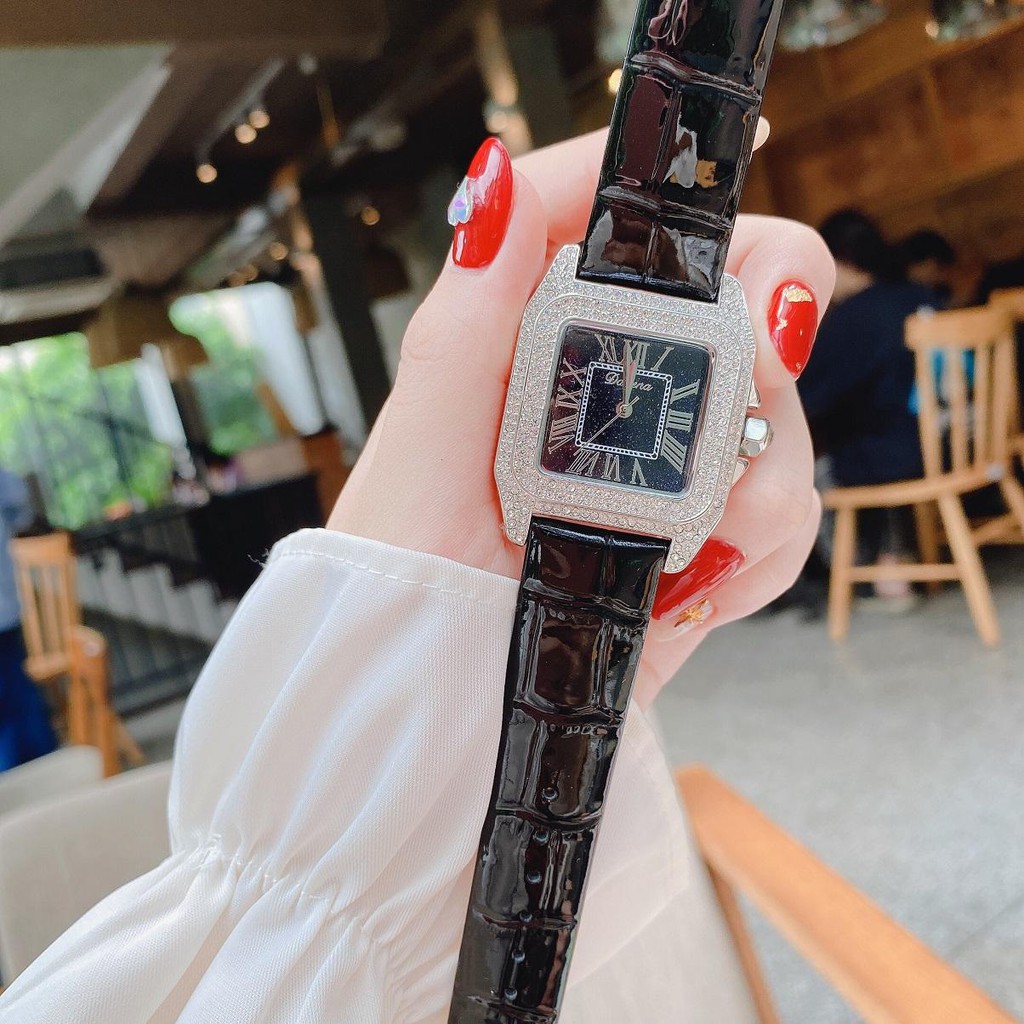 Đồng Hồ Davena Nữ Dây Da Đen Silver Chính Hãng 36mm