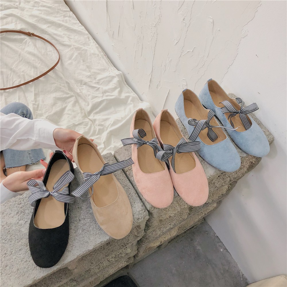 Giày Bệt Búp Bê Nữ Thắt Nơ caro Duyên Dáng | BigBuy360 - bigbuy360.vn