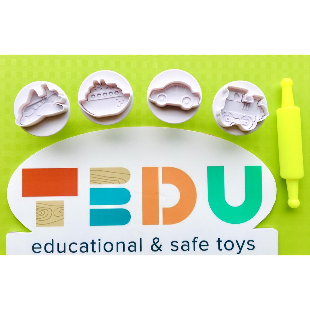 Bộ 4 Khuôn Giao Thông Chơi Bột Nặn Đất Nặn An Toàn TEDU