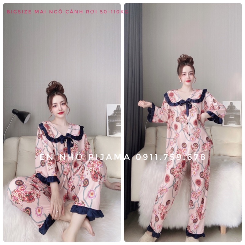 Bigsize Đồ Bộ 50-110kg Dài Tay Ngắn cánh rơi  Én Nhỏ Pizama