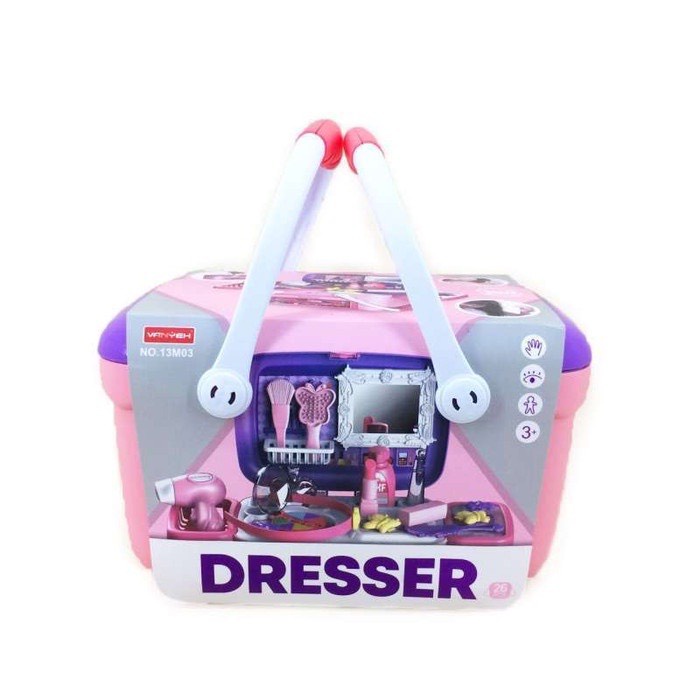 Giỏ đồ chơi Makeup Dresser cho bé- Bộ đồ chơi trang điểm cho bé gái