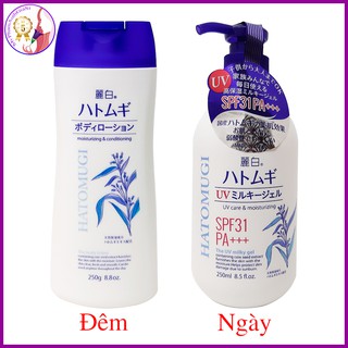 Sữa dưỡng thể hatomugi dùng ban ngày (sps31 pa+++) & ban đêm made in japan