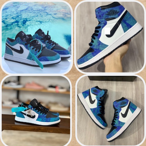 Giày Thể Thao Jordan 1 tie dye cổ cao, thấp - Giày Sneaker jd1 Xanh Nước Biển Bản Chuẩn Full Kiện