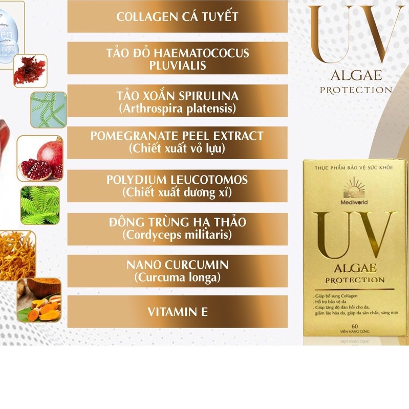 Bio Sun Protect & UV Algae Protection | Viên uống chống nắng Bio SUNCARE Mới Mediworld| Hộp 60 viên