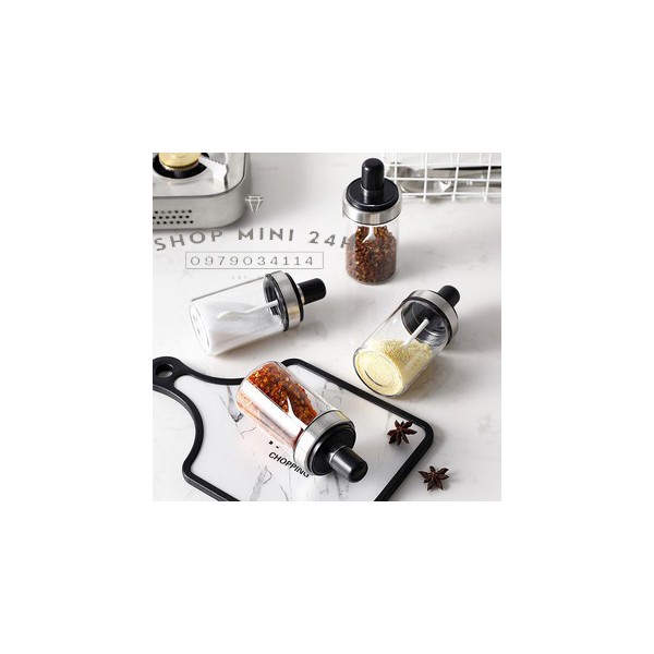 Lọ/Hũ đựng gia vị bằng thủy tinh, kèm muống/thìa múc [HŨ GIA VỊ] | BigBuy360 - bigbuy360.vn