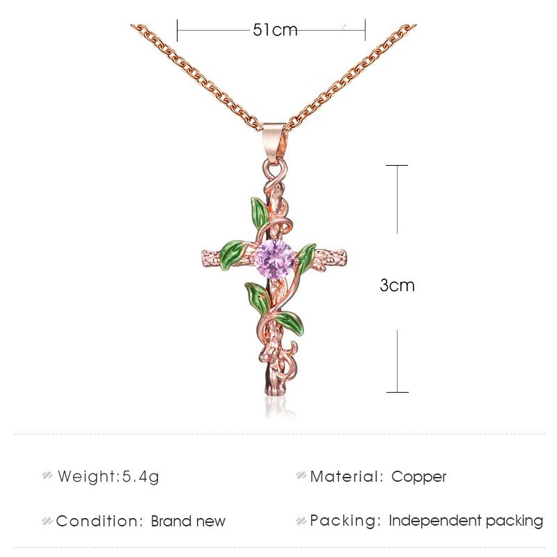 Dây chuyền hình thánh giá phủ lá cây xinh xắn