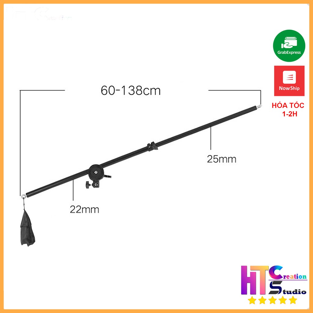 Tay boom treo đèn chụp ảnh sản phẩm dài 140 cm, treo soft box, hoặc điện thoại, máy ảnh để chụp từ trên xuống