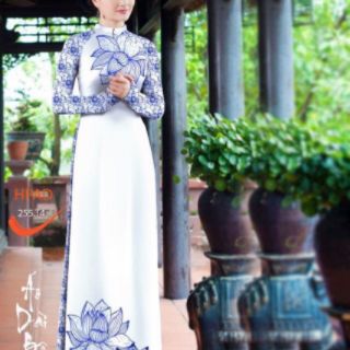Vải áo dài hoa sen