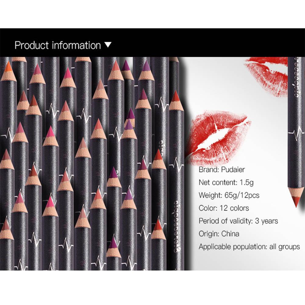 WATTLE Set 12 Chì Kẻ Viền Môi Kháng Nước Và Lâu Trôi Thời Trang Cho Phái Đẹp