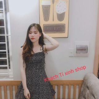 Đầm hoa nhí 2 dây cột nơ (có ảnh thật)