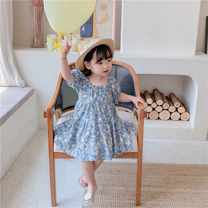 Váy Bé Gái Dáng Xòe Cổ Thun Tiểu Thư V13-2021 - Babi mama