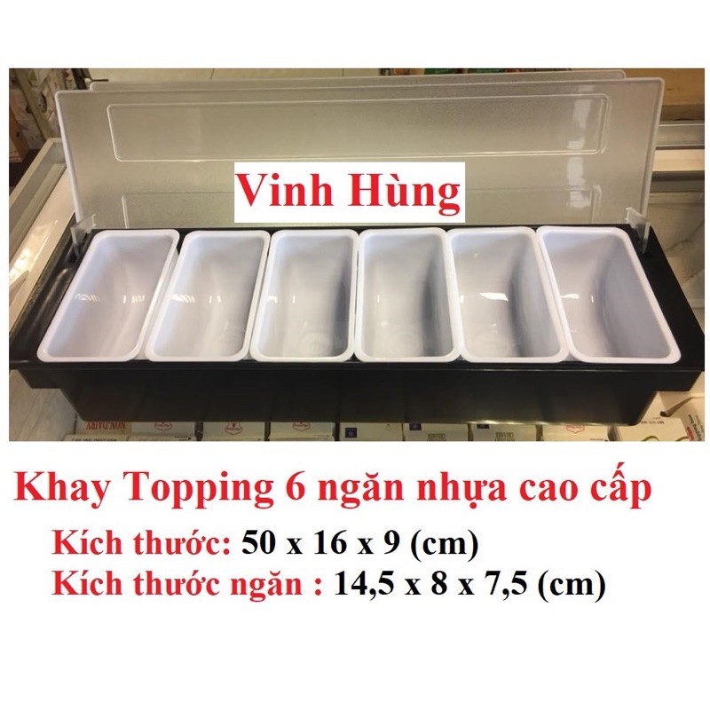 Khay đựng thạch topping, đựng thạch nhựa 6 ngăn cao cấp