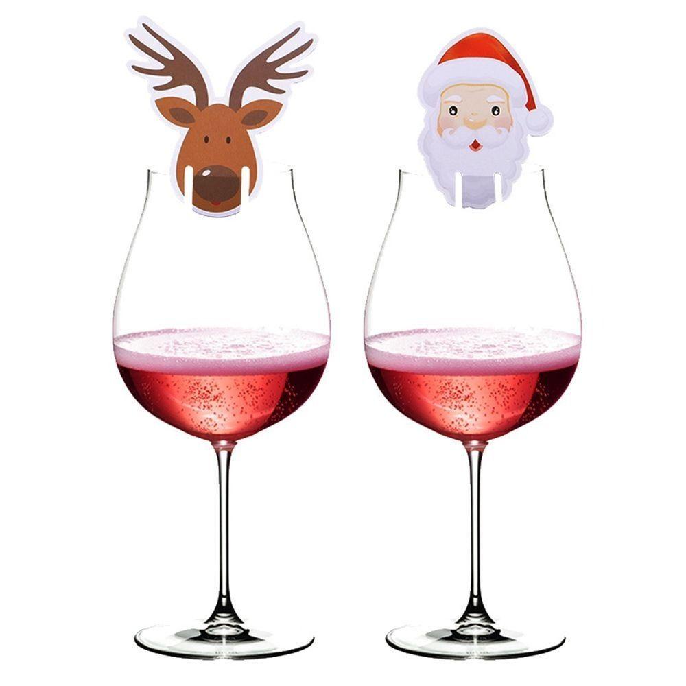 YIYU 1 Thẻ Trang Trí Ly Rượu Chủ Đề Giáng Sinh