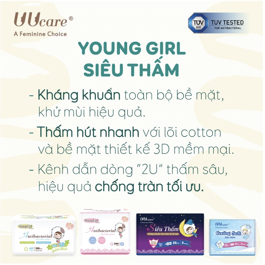 Băng vệ sinh UUcare Young Girl Cooling Soft ban ngày 24cm 2 Miếng/Gói