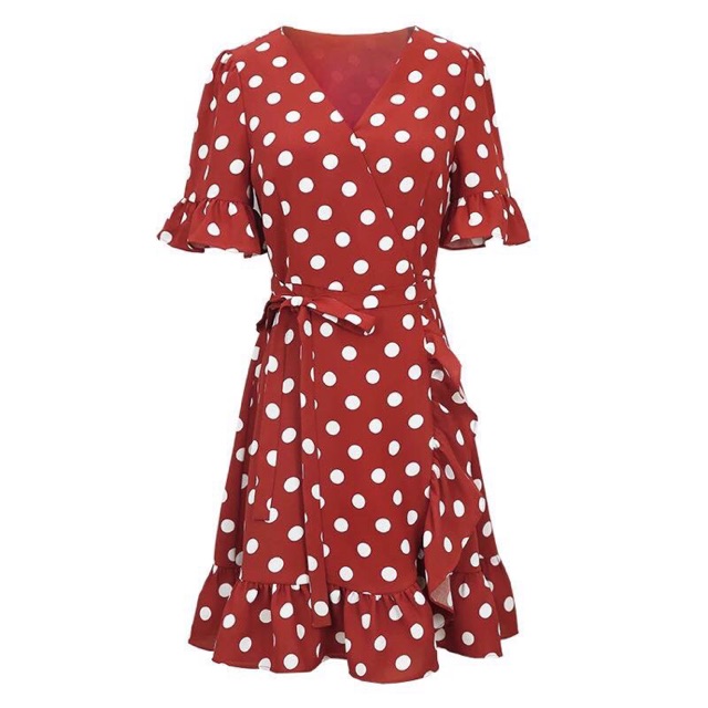 [CÓ SẴN] Váy chấm bi đỏ vintage (ảnh thật)