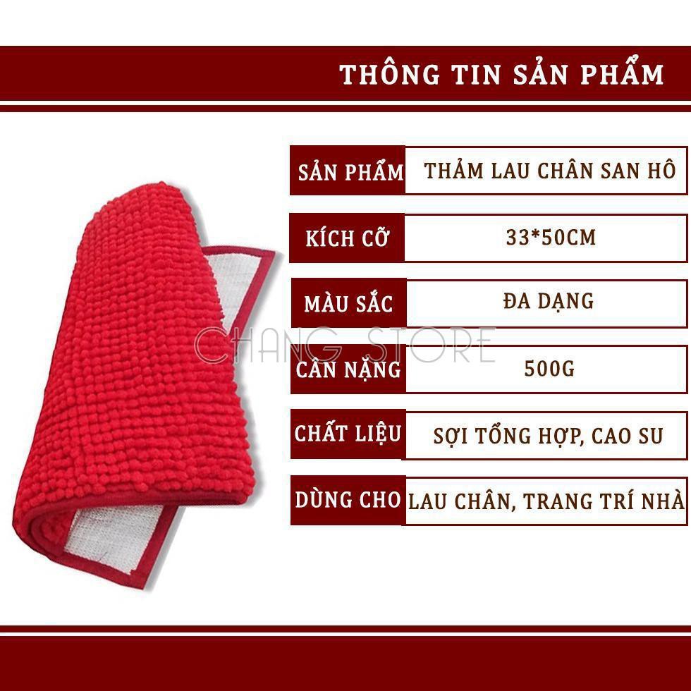 Thảm lau chân thấm nước sợi san hô Chất liệu sợi cotton bông tổng hợp bền đẹp, dễ làm sạch siêu tiện dụng