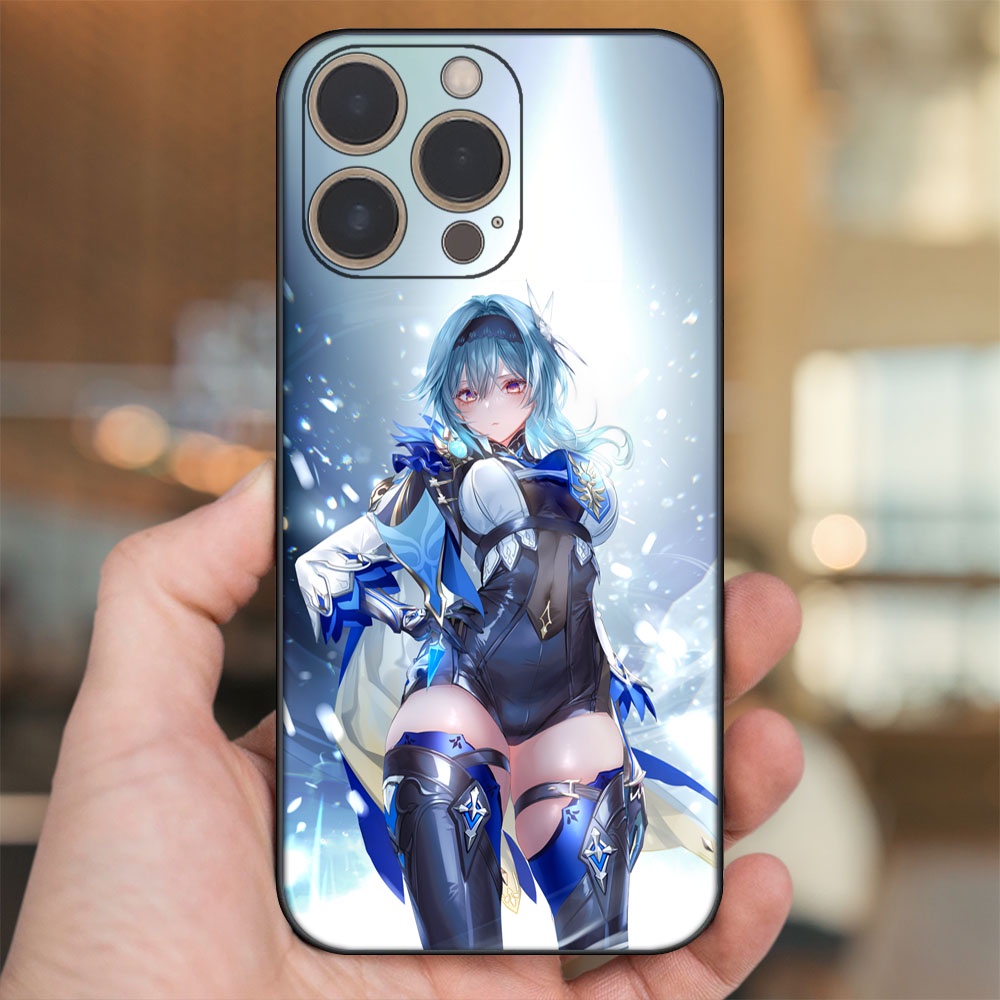 Ốp lưng iPhone 14 Pro dẻo đen cạnh vuông in hình Eula Genshin Impact