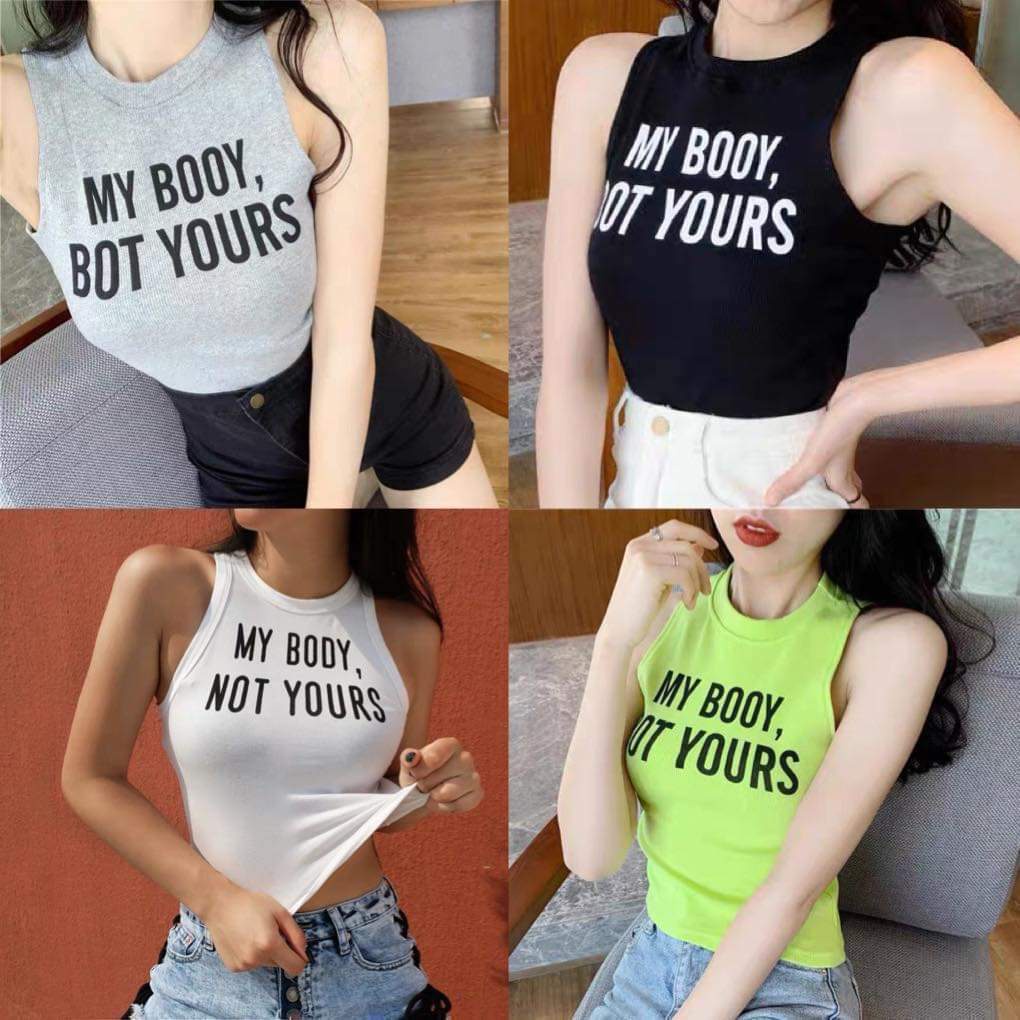 Áo croptop ba lỗ cổ cao The body, thun trơn sát nách viền bo nách cổ ôm bodyLY alohashop91