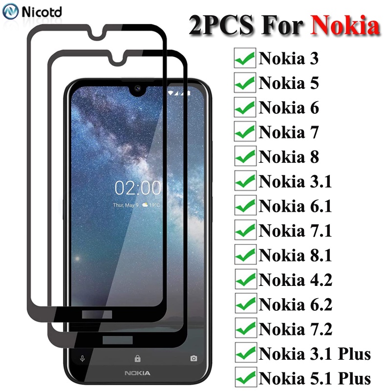 Kính Cường Lực Toàn Màn Hình Cho Nokia 4.2 3.2 2.2 6.2 7.2 Nokia 3 5 6 7 8 8.1 7.1 6.1 3.1 Plus X5 X7