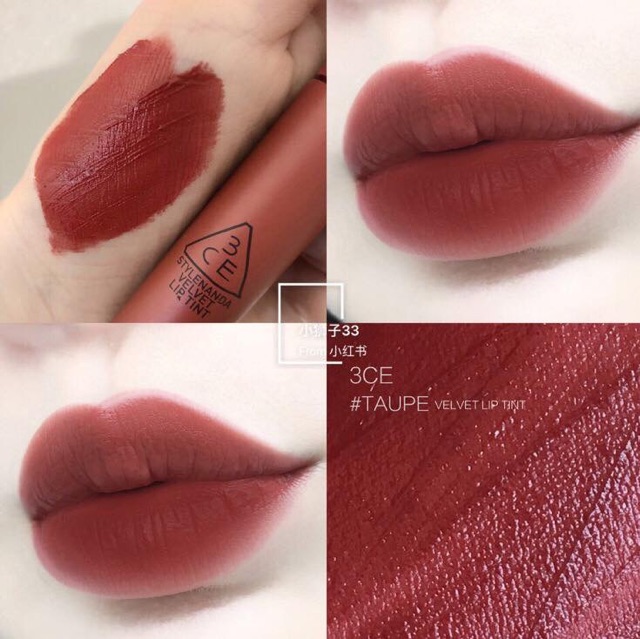 Son 3CE Velvet Lip Tint Taupe Đỏ Nâu