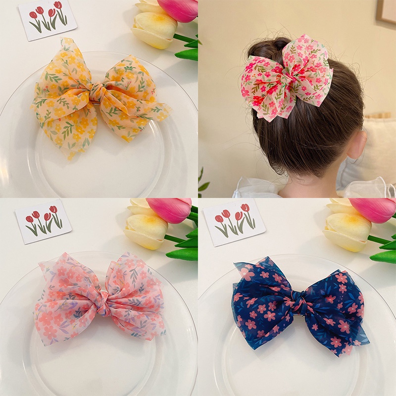 Kẹp Tóc Đính Nơ Hoa Nhỏ Kiểu Hàn Quốc Dễ Thương Cho Bé Gái