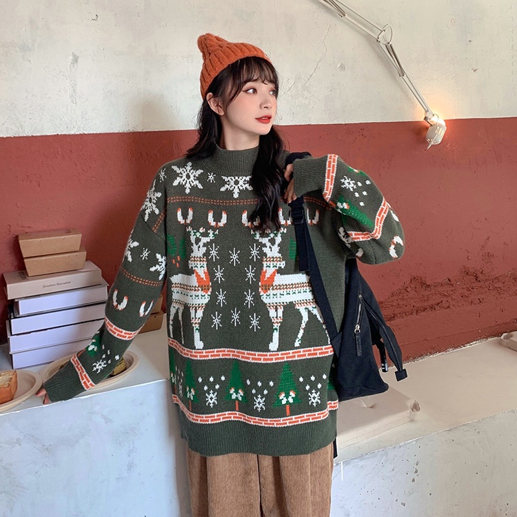 Áo len nữ giáng sinh Mery Christmas nai sừng QUẢNG CHÂU cao cấp loại 1 màu đỏ QC021 | BigBuy360 - bigbuy360.vn