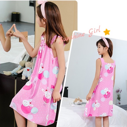 2-13Y Cotton Girls Korean Princess Dress Kids Sling Dress Cartoon Summer Pink Loli Girl Girl Kid Cloth Girls' Cotton Suspenders