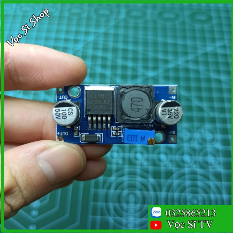 Mạch tăng áp XL6009C 4A, ngõ ra có thể điều chỉnh điện áp, thích hợp chế loa bluetooth,...