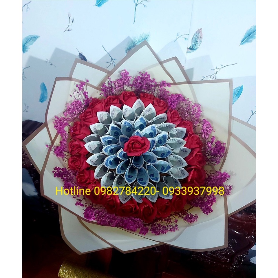 Bó hoa tiền phối 2 mệnh giá khác nhau Linh Xù shop HT06 quà lưu niệm, kỷ niệm, sinh nhật
