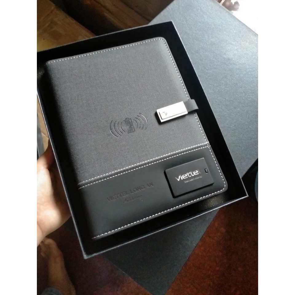 Sổ sạc dự phòng không dây đa năng khắc logo theo yêu cầu