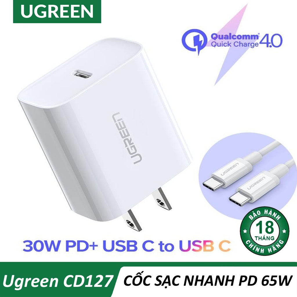 Cóc Sạc Nhanh 30W QC 3.0 Cổng Type C UGreen CD127 - Hàng Chính Hãng