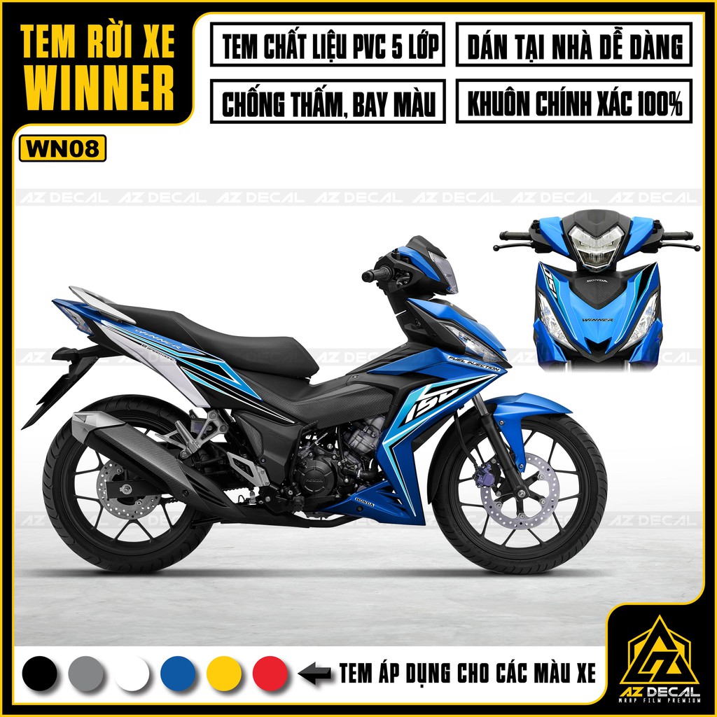 Tem Rời Xe Winner V1 Cao Cấp | 2WN08 | Tem Chế Winner 150 Chất Liệu Chống Thấm Nước, Chống Bay Màu