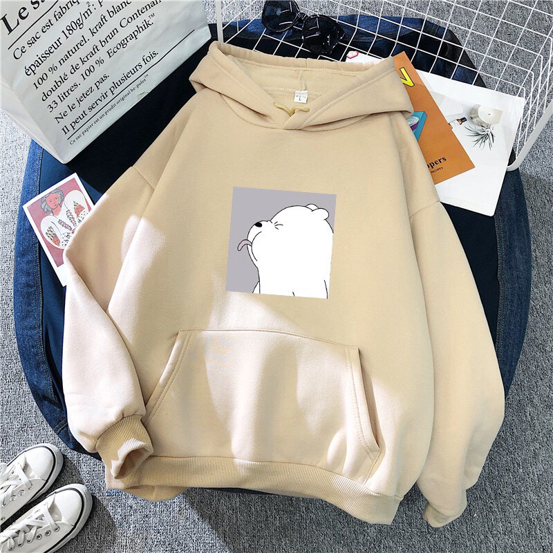 Áo Hoodie From Rộng Unisex Hoạt Hình Gấu Má Phính Lêu Lêu Cute , Vải Nỉ Mềm Mại Phong Cách HOT TREND BB HOODIE