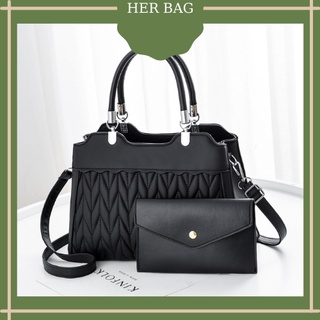 (SẴN) Túi xách nữ công sở cao cấp cỡ vừa 31cm tặng kèm ví da thời trang sang trọng HER BAG TXN023