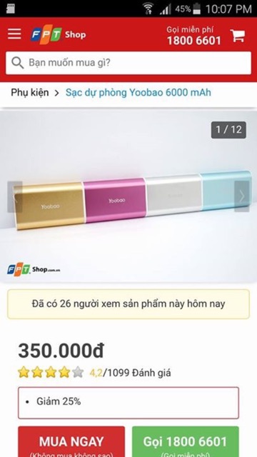 Sạc dự phòng YooBao 6000mAh