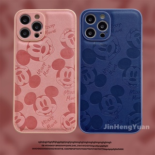 Ốp điện thoại giả da mềm chạm nổi hình chuột Mickey Minnie dễ thương cho Iphone 12 11 Pro Max 7 8 Plus X Xs Xr Se2020