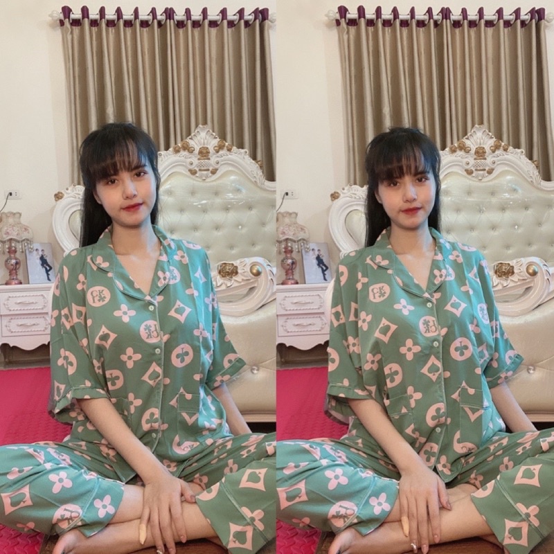 Pijama lụa cao cấp cánh dơi quần dài áo cộc bigsize | BigBuy360 - bigbuy360.vn