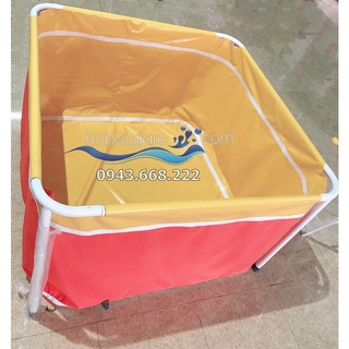 Bể bơi mini cho bé, bể bơi cho bé, bể bơi thanh kim loại, bể bơi lắp ghép kích thước 1x1x0.6m, bạt PVC 0.6mm