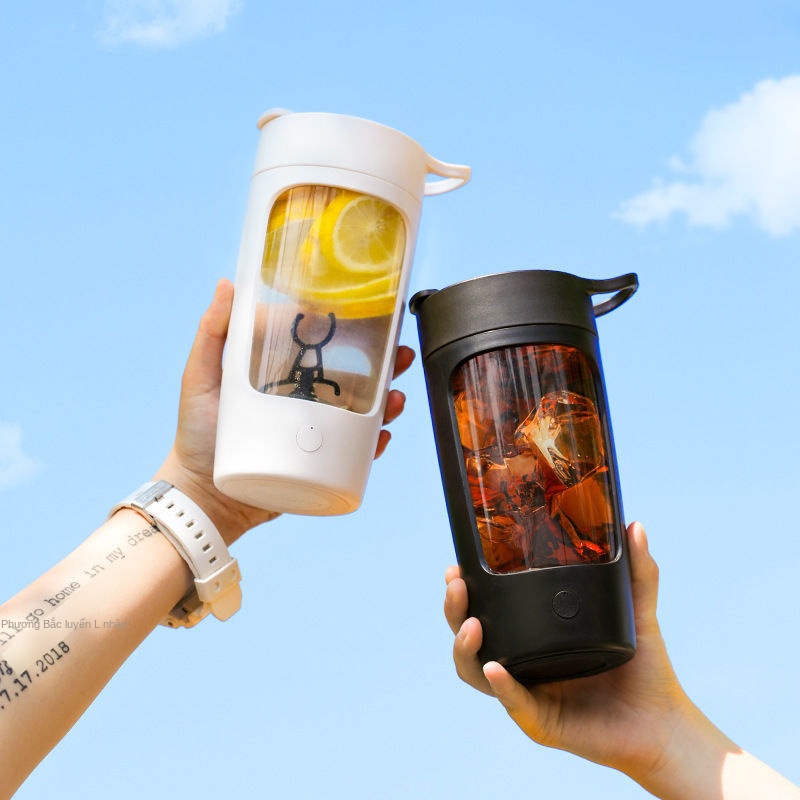 ◑❄☾EQURA cốc trộn sữa lắc điện cốc pha bột protein cốc lắc cốc thể dục cốc cốc nước cầm tay tự động